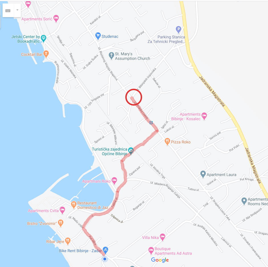 Bike route from Bibinje, first part