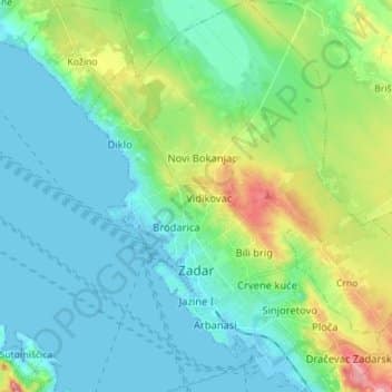 Zadar elevation map